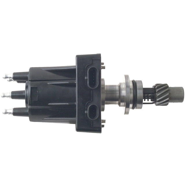 distribuidor s10 1991 al 1993 chevrolet l4 2.5l cardone 510483-8419023 Vista lateral centrada de distribuidor CARDONE nuevo para motor 4 cilindros 2.5L; carcasa negra con cuatro salidas de bujía, eje metálico con engranaje y sello, unidad de una pieza lista para instalación. A menudo se usa como reemplazo directo en Chevrolet S10 1991-1993.