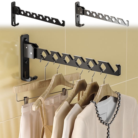 sdhkgrrt 2Pcs Wall Mounted Folding Drying Rack, Foldable Wall Mounted Laundry Drying Rack, Space Saving Clothes Airer For Small Apartment Balcony, Heavy Duty Expandable Garment Hanger
