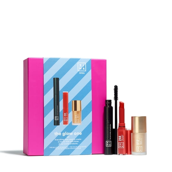 Kit de Maquillaje 3INA The Glow One Máscara Iluminador Lip Glow