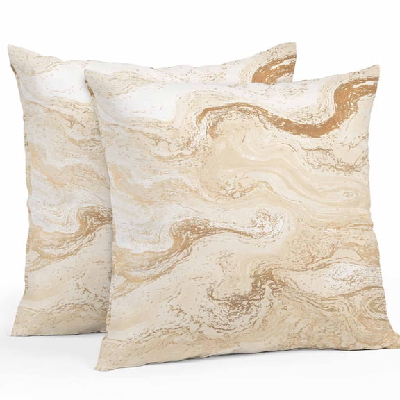 Marble Outdoor Pillow Covers Pack of 2 Abstract Fluid Art Beige Brown Marble Texture Modern Waterproof Throw Pillow Covers Decorative Cushion Cases for Patio Garden Tent Balcony Couch 20x20 inch