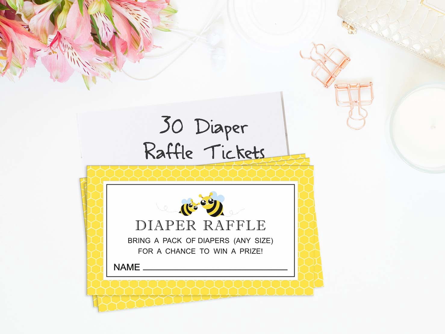Inkdotpot 30Baby ShowerDiaper Raffle Ticket Lottery Insert Cards Supplies Games For Baby Shower Party Gender Neutral Bring A Pack Of Diapers To Win Favors Gifts And Prizes