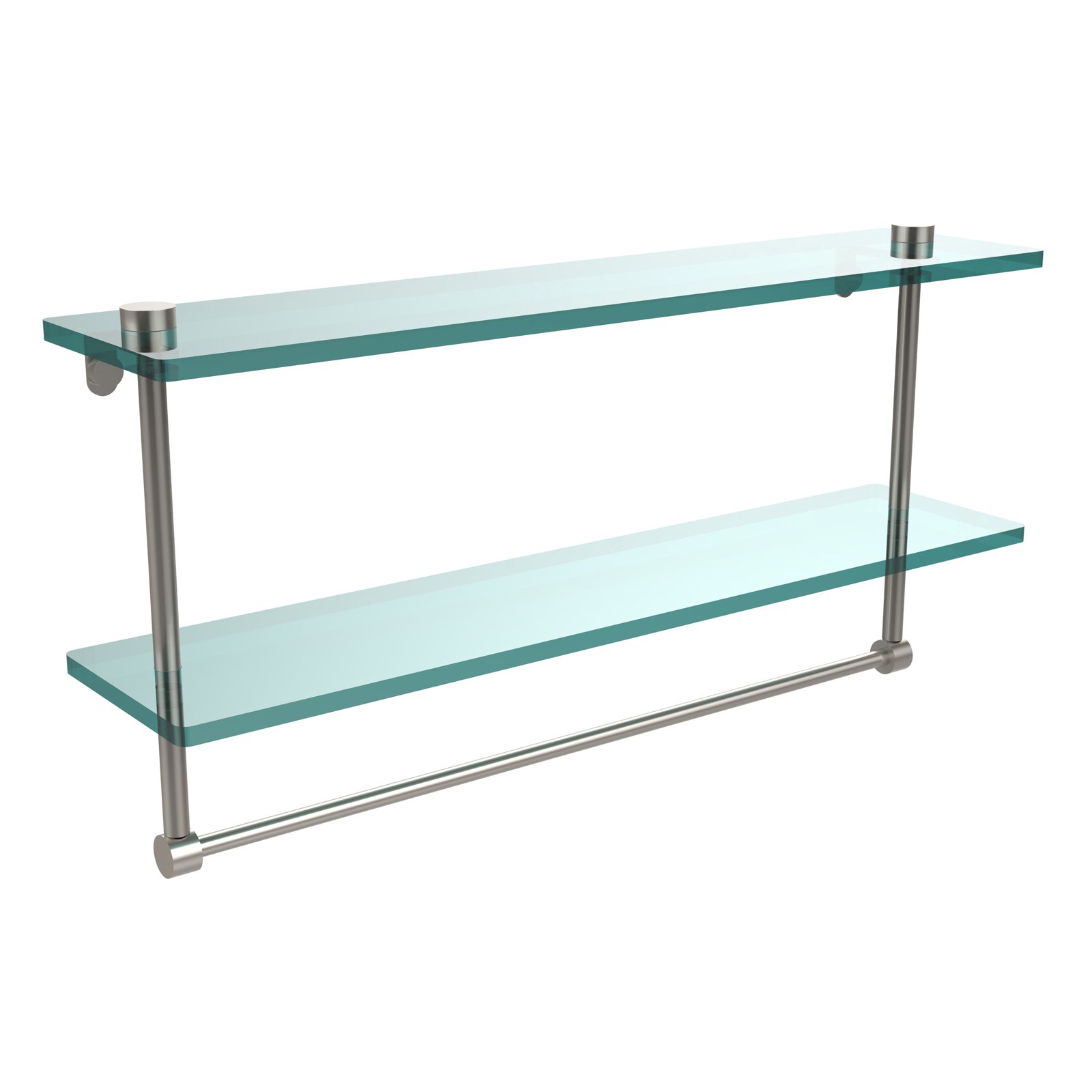 Two Tiered Glass Shelf with Integrated Towel Bar - Satin Brass / 22 Inch - image 2 of 2