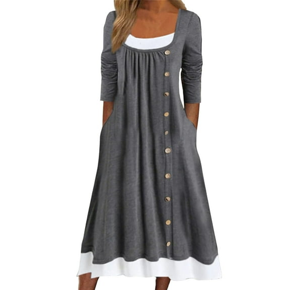 Sngxgn Womens Square Neck Long Sleeve Soft Lounge Long Dress Fall Casual Ribbed Bodycon Maxi Dresses(Grey,XXL)