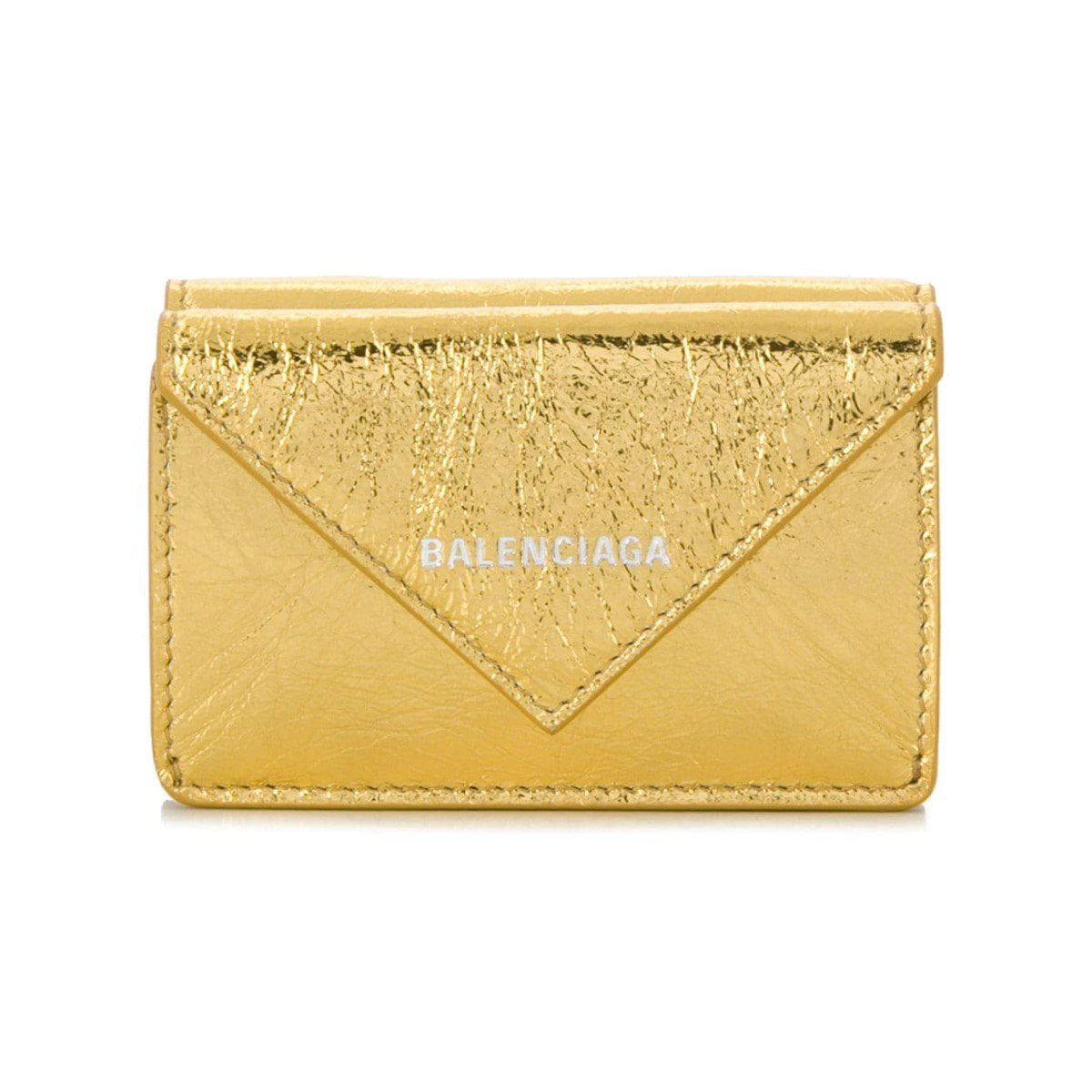 Balenciaga Metallic Gold Lambskin Leather Trifold Wallet 391446 - Walmart.com