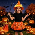 thumbnail image 2 of Little G`irls All Over Jack-o'-Lantern Print Tutu Skirt Halloween Party Dress Up Kit with Hat and Broom, 2 of 4
