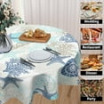 thumbnail image 3 of Coastal Round Tablecloth 60 Inch Nautical Ocean Coral Starfish Seashell Printed Table Cloth Summer Beach Theme Washable Polyester Table Cover for Kitchen Dining Room Party Indoor Outdoor Home Decor, 3 of 6
