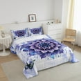 thumbnail image 3 of Watercolor Mandala Queen Bedding Sets Chic Flower Floral Comforter Set Women,Watercolor Oil Painting Down Comforter Ombre Gradient Bedding Comforter Sets,Navy Blue Duvet Insert, 3 of 7