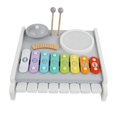 thumbnail image 3 of Kit de juguete musical 5 en 1 para niños pequeños, piano, batería, mesa musical para coordinación ojo-mano, juguete educativo, platillo de metal, 3 of 7