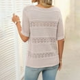 thumbnail image 2 of Jalioing Women's Summer Sweaters Half Sleeve Crew Neck Crochet Sweater Tops Lightweight Fall Trendy Clothes, 2 of 7