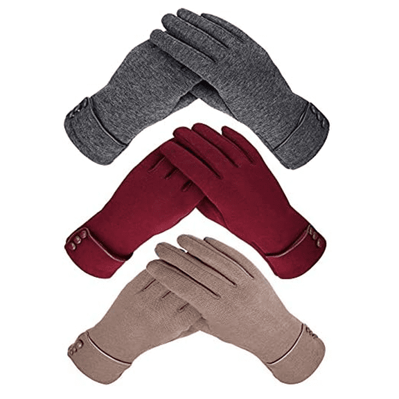 3 Pairs Womens Gloves Winter Touchscreen Texting Phone Windproof Gloves Warm Fleece Lined Cold Weather