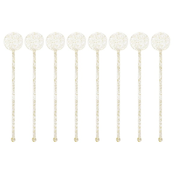 Unique Plastic Glitter Drink Stirrers, Pack of 8, Gold