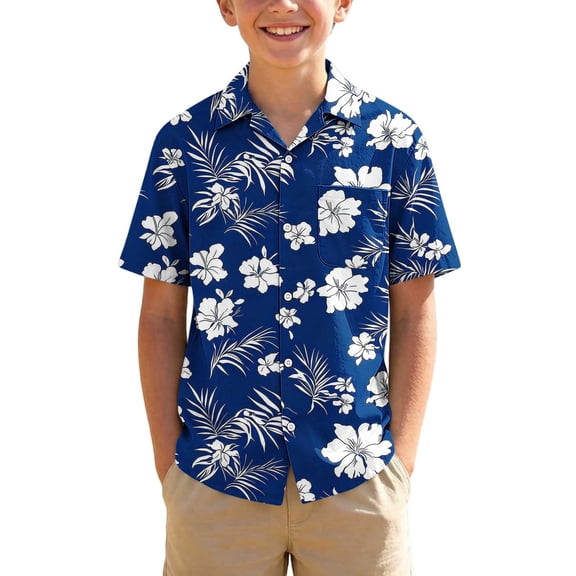 qucoqpe Kids Hawaiian Shirt Short Sleeve Tropical Floral Beach Vacation Summer Short Sleeve Collared Button Pocketed Down Boys and Girls Shirts Trendy Casual Thin Comfy Tops for Teens