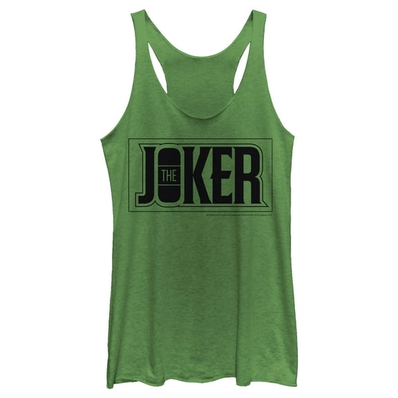 Women's Batman Joker Text Logo  Racerback Tank Top Envy Green Small
