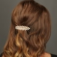 thumbnail image 2 of Unique Bargains 1 Pc Hair Barrettes Grace Leaf Pattern Set Barrette Clip Gold Tone, 2 of 5