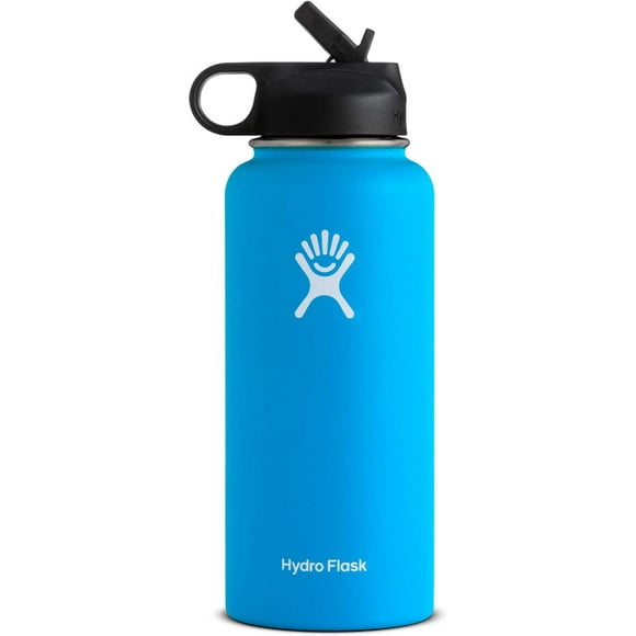Hydro Flask Water bottle Stainless Steel & Vacuum Insulated with Straw Lid - 32Oz - Blue