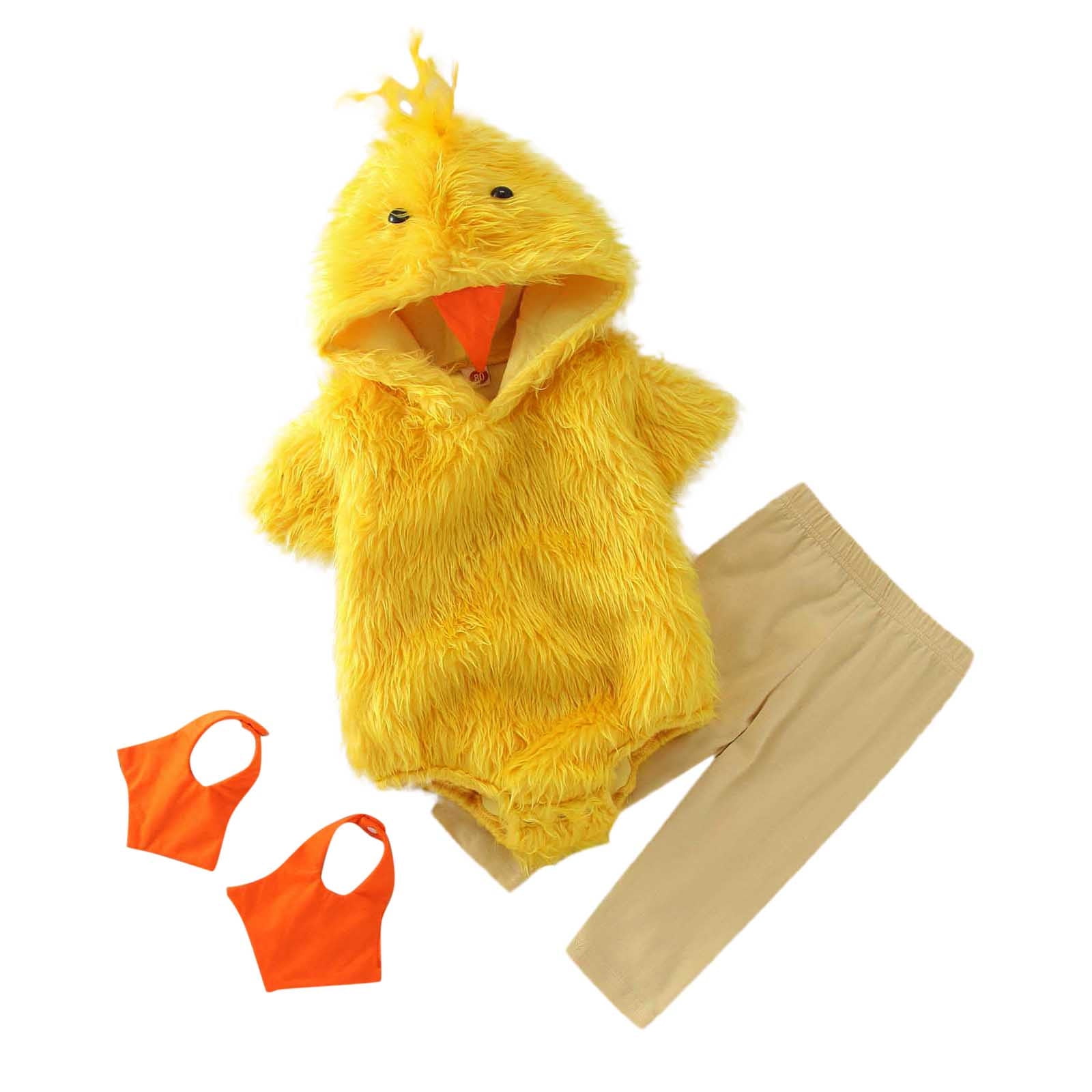 Mepaouo Toddler Chicken Cosplay Outfit Clothes Baby Boy Girl Halloween Pumpkin Romper Bodysuit Dress up Set 3-6M