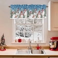 thumbnail image 2 of Christmas Snowman Valances for Windows, Red Snowman Xmas Trees Snowflake Blue Ombre Rod Pocket Valance Short Window Treatments Curtains for Kitchen Bathroom Bedroom Decor, 56 x 16 In, 2 of 9