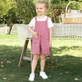 thumbnail image 3 of FYMNSI Mommy and Me Short Jumpsuits Matching Outfits Women Casual Sleeveless Loose Rompers Girls Bowknot Tie Straps Overalls with Pockets Pink Corduroy (Mom XL), 3 of 10