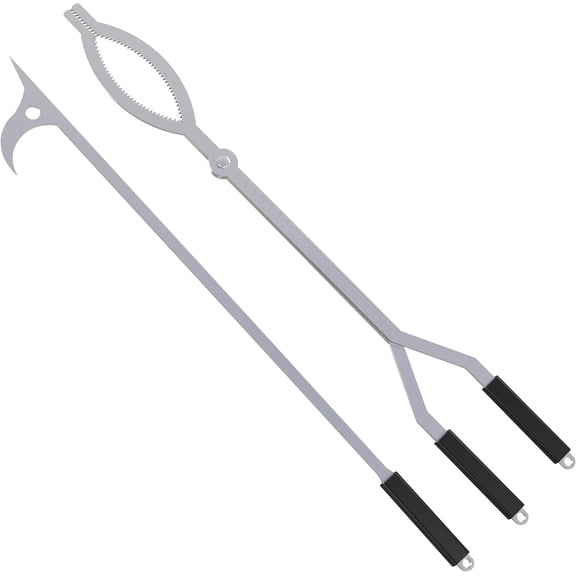 CKLT 40" Fire Tongs Firewood Grabbers and Fire Poker Set, Stainless Steel Large Log Grabbers