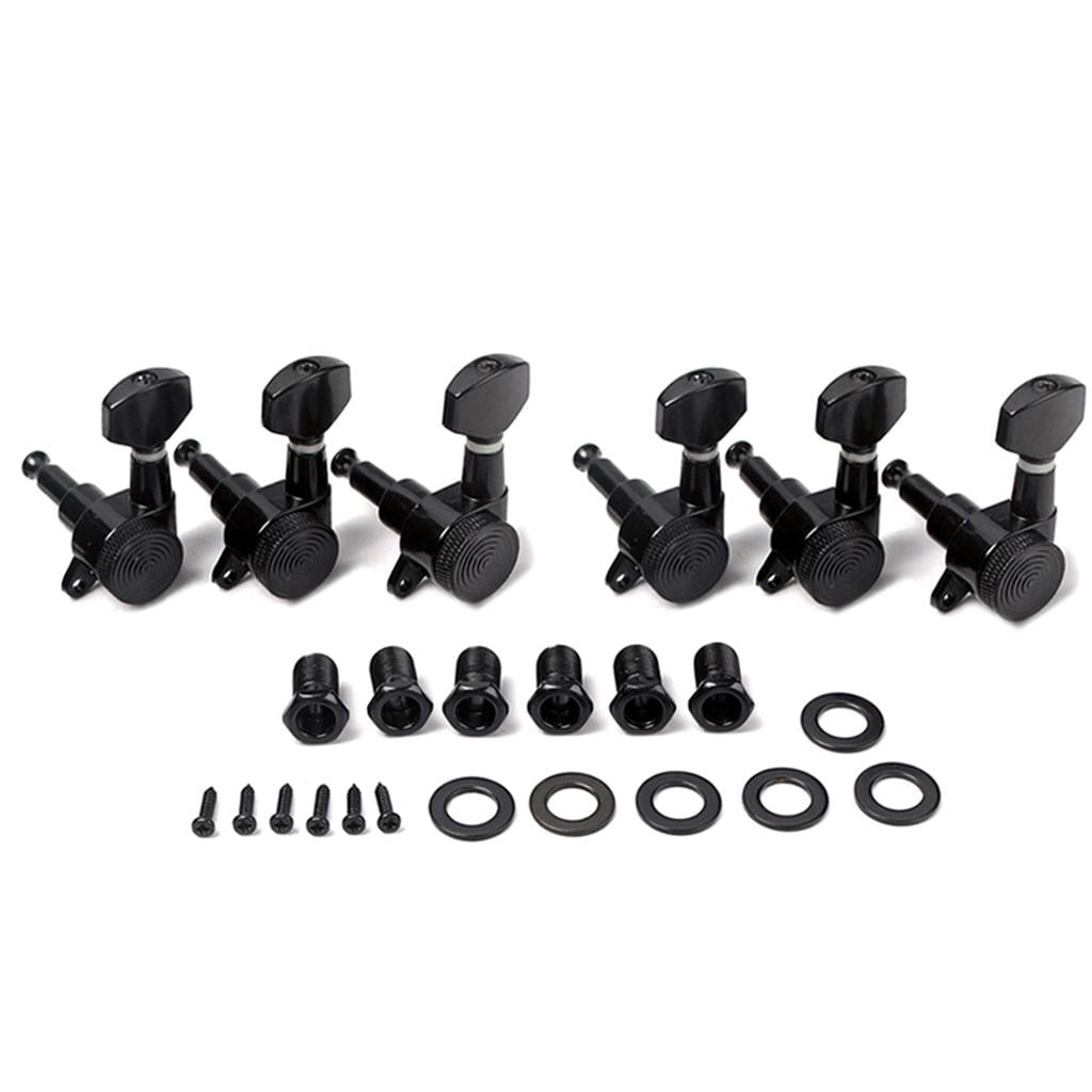 LeeQinersw 1 Set 6L Closed Electric Guitars Tuning Pegs Tuners Left Black Luthier Supply
