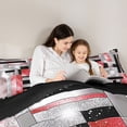 thumbnail image 5 of Manfei Geometric Rectangle Boy Girl Full Size Comforter Sets 3-Piece,Bling Glitter Bedding Comforter Set,Vintage Aesthetic Lightweight Bedding Sets,Lightweight Room Decor,Reversible, 5 of 8