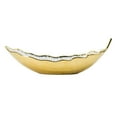 thumbnail image 3 of Ceramic Leaf Shaped Decorative Bowl in White & Gold - 18.5" x 7" x 6", 3 of 10
