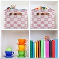 thumbnail image 6 of Yayeee Canvas Storage Basket with Handles for Shelves Fabric Bins Closet Organizer, Pink Checkered Heart, 6 of 8