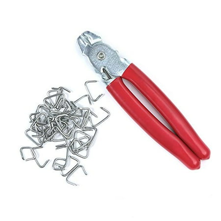 

Straight Hog Ring Pliers Set & 200pcs Galvanized Hog Rings - Upholstery Installation Kit for Bungee/Shock Cords/Animal Pet Cages/Bagging/Traps/Sausage Casing/Meat bags/Fencing/Railing by NIDAYE