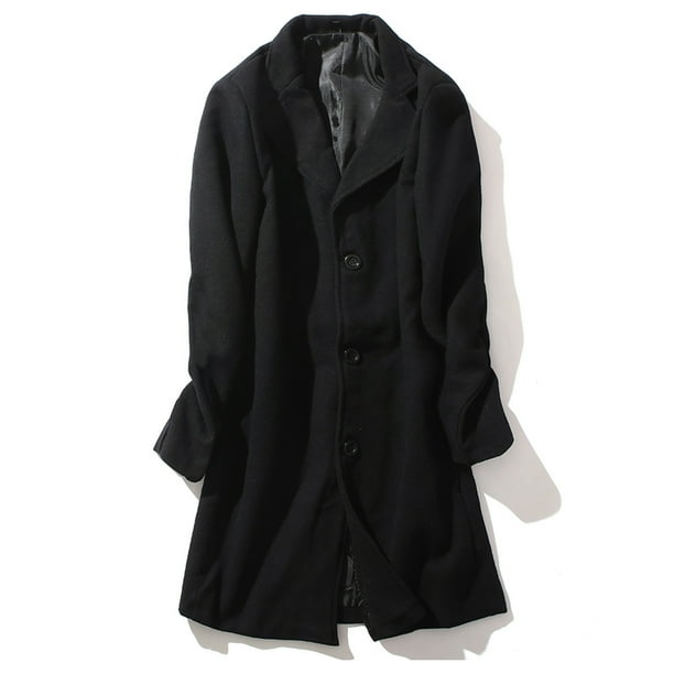 YLSDY Men's Wool Blend Overcoat Notched Lapel Single YLSDY Men's Wool Blend Overcoat Notched Lapel Single