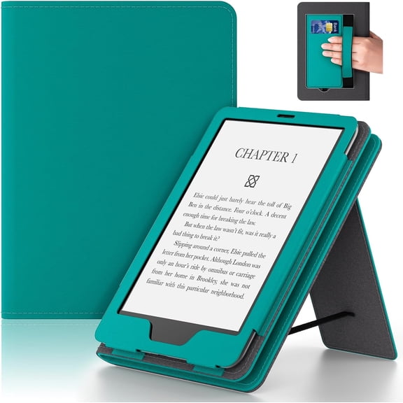 Kindle Case 6 Inch for New 6" Kindle (11th Generation, 2024/2022 Release), Slim PU Leather Smart Shell Cover for Kindle Basic with Stand, Hand Strap, Auto-Wake/Sleep, Jade