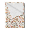 thumbnail image 2 of Cartoon Soft Flannel Fleece Throw Blanket, Happy Floral Forest Animals Deer Bunny Birds Insects and Squirrel, Cozy Plush for Indoor and Outdoor Use, 50" x 60", MUlticolor, by Ambesonne, 2 of 5