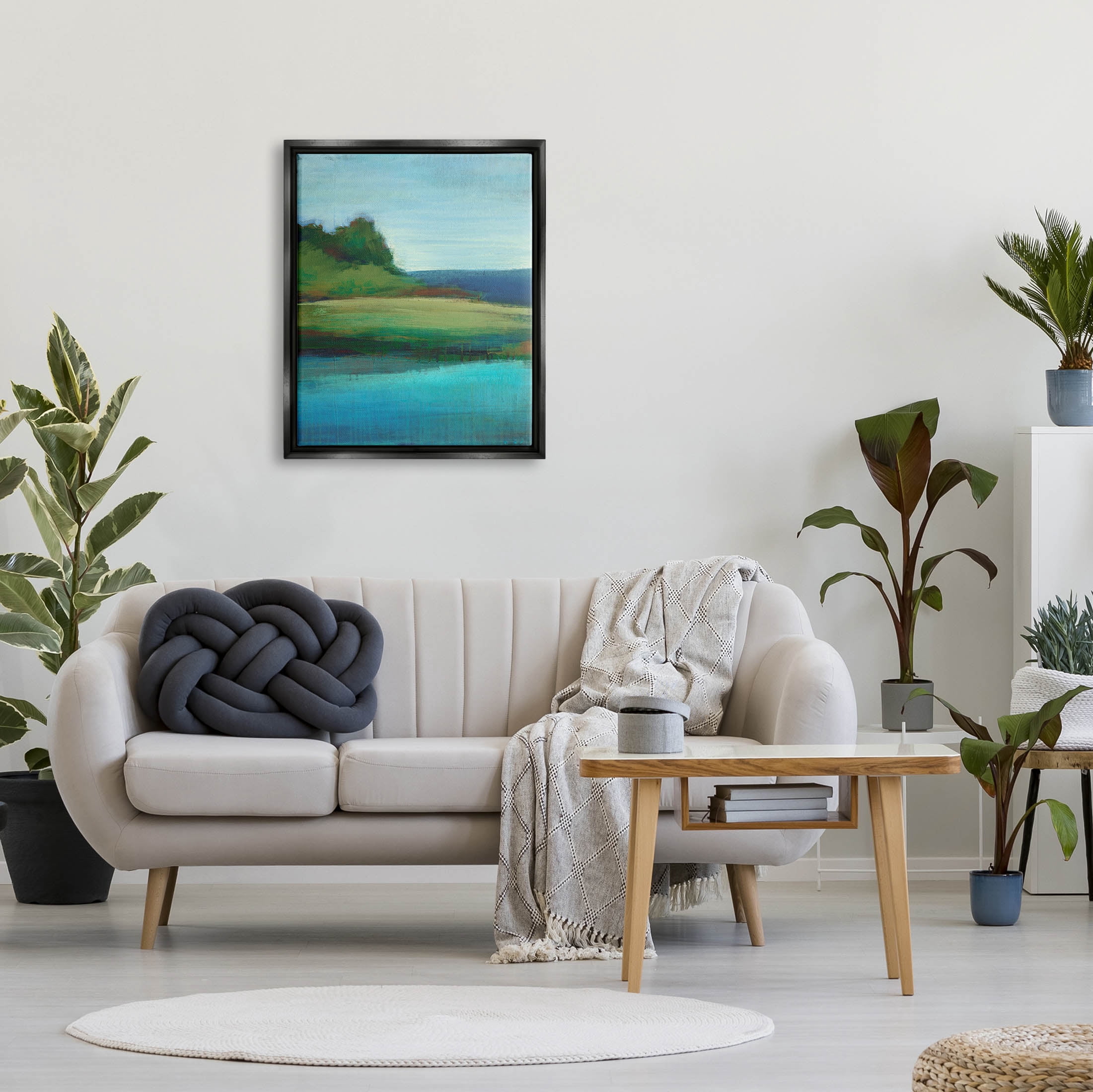 Stupell Industries Soft Rainy Lake Landscape Painting Jet Black Floating Framed Canvas Print Wall Art, Design by Stacy D'Aguiar