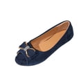 thumbnail image 2 of Gpaecead Women's Metal Bow Flat Shoes Open Toe Faux Suede Soft Sole Elegant Versatile Comfort Slip On Shoes For Work, Navy, 2 of 8