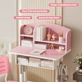 thumbnail image 6 of Kids Study Table and Chair Set, Height Adjustable Ergonomic Desk and Chair Set for Kids 3-12, Student Desk and Chair Set with Storage Drawer, Book Stand & Partition Design, Pink 28"x20", 6 of 8