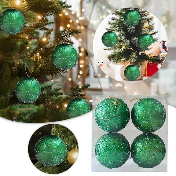Large Shatterproof Christmas Ornament Hanging For Holiday Party Festive Home Indoor Outdoor Xmas Tree Decoration Spheres 4PCS