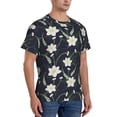 thumbnail image 2 of Vsdgher Lilies Flowers Print Men's Dry Fit Mesh Athletic Shirts Moisture Wicking Tennis T-Shirt Tops, 2 of 9