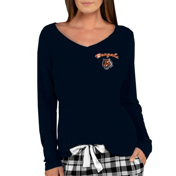 Women's Concepts Sport Black Cincinnati Bengals Marathon Knit Long Sleeve Lightweight V-Neck Lounge Top