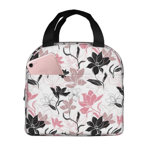 Vsdgher Lilies Flowers Lunch Bag, Lunch Box for Women Adult Men, Lunch Tote Insulated Cooler Lunch Container for Work/Office/Picnic/Travel
