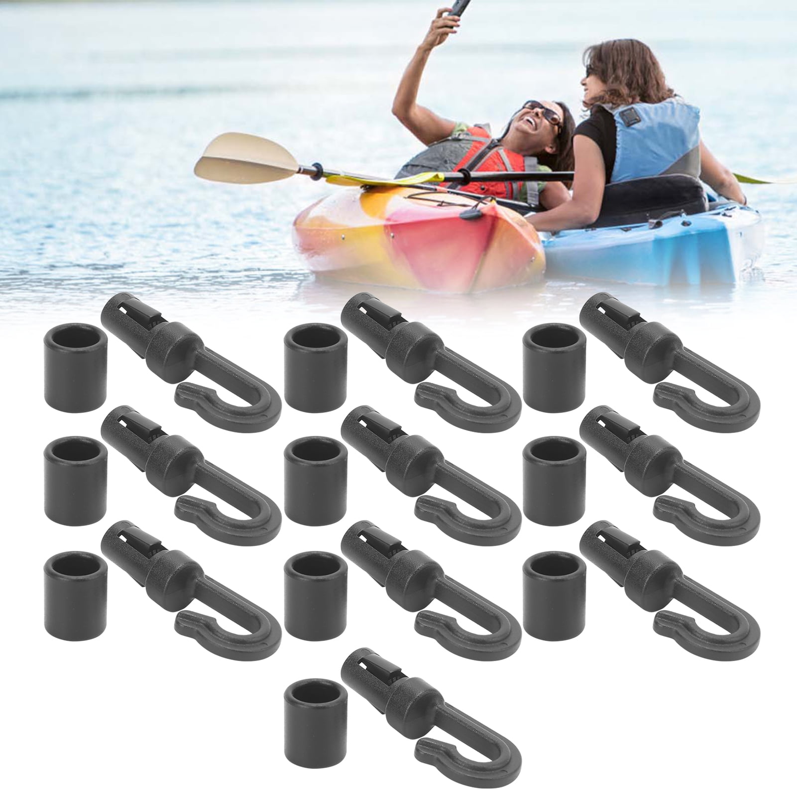 HURRISE 10Pcs Kayak Canoe Bungee Shock Cord Hooks Plastic Cord Rope