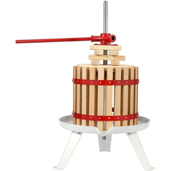 Roromall Fruit Wine Press, Solid Wood Basket, Heavy Duty Manual Juice Maker, Cider Apple Grape Tincture Honey Olive Oil Making Press with Handle for Kitchen, Home