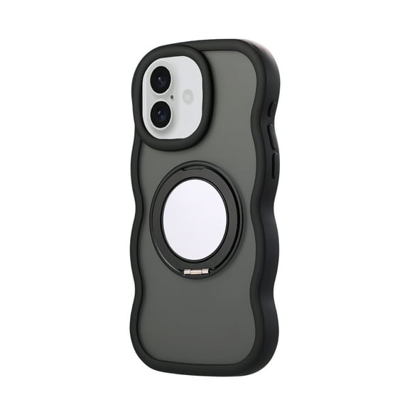 Artikl Cotton Compatible MagSafe Étui Givré avec Support & Miroir pour iPhone 16 - Noir Noir Coque de téléphone pour iPhone 16
