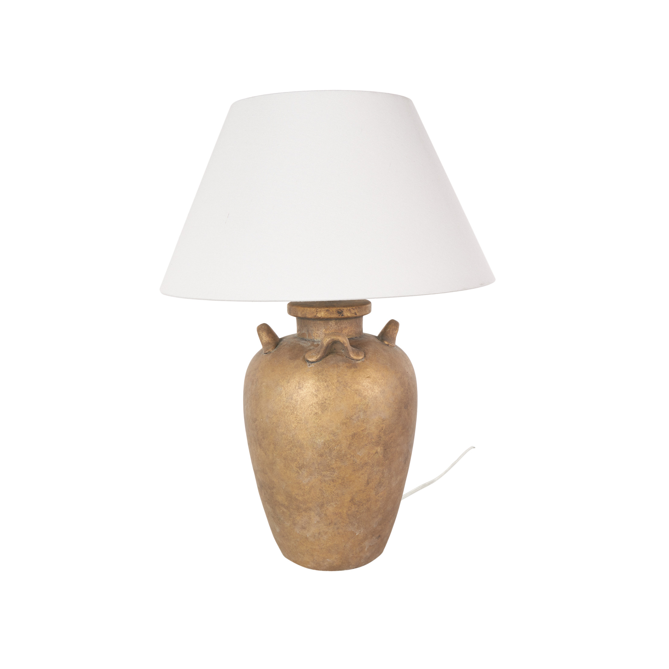 DecMode 28" Antique Pot Vase Brown Table Lamp with Cream Linen Shade
