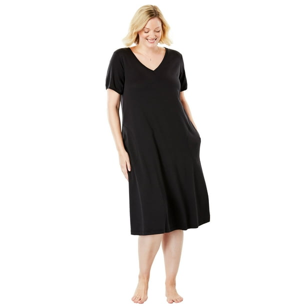 Dreams & Co. Women's Plus Size Short TShirt Dress or Nightgown Dress