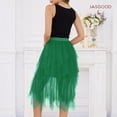 thumbnail image 4 of JASGOOD Tulle Skirts for Women High Low Layered Irregular A-Line Midi Skirt Elastic High Waist Party Skirt, 4 of 7