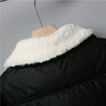 thumbnail image 7 of Faux Leather Puffer Jacket for Women Winter Long Sleeve Clothing Fleece Lapel Collar Coat Black 2XL, 7 of 7