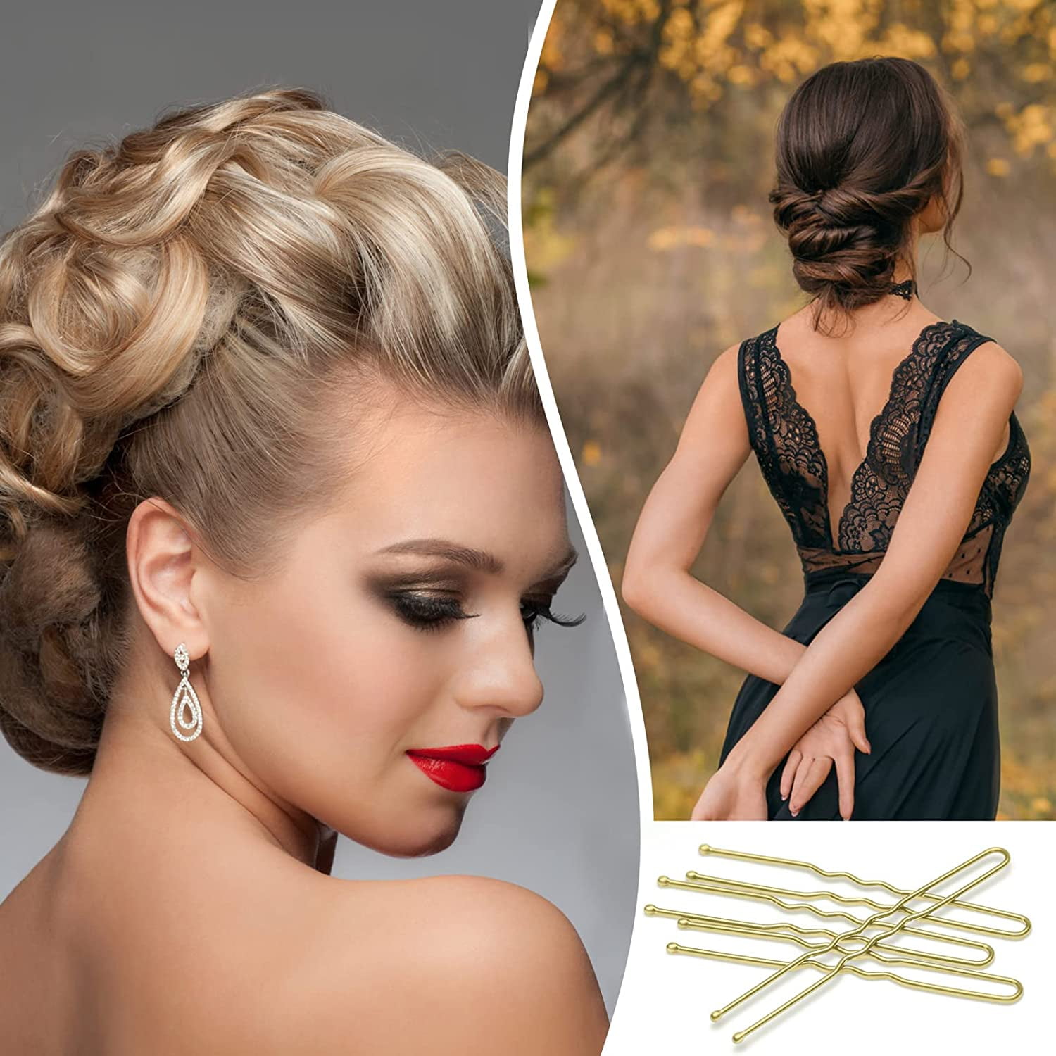 KANPRINCESS 2.4 Inches Gold U Shaped Hair Pins, 100PCS, For