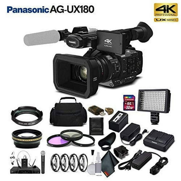 Panasonic AG-UX180 4K Premium Professional Camcorder (AG-UX180) Studio Starter Bundle