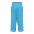 thumbnail image 4 of Lumtrix Capri Pants For Women Cotton Linen Casual Summer Beach 2026 Elastic High Waist Wide Leg Loose Drawstring Cropped Trousers Blue L, 4 of 5
