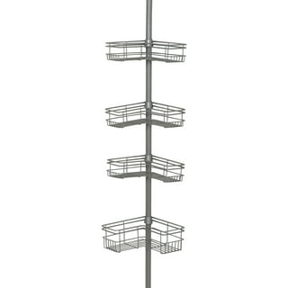 DYN Ptah 5 Tiers Corner Shower Caddy Tension Pole, Black Rustproof Shower  Rack, Tall Tension Rod Shower Stand with 5 Shelves, 56 to 116 Inch