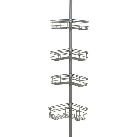 Zenna Home L Shaped Tension Corner Pole Shower Caddy Satin